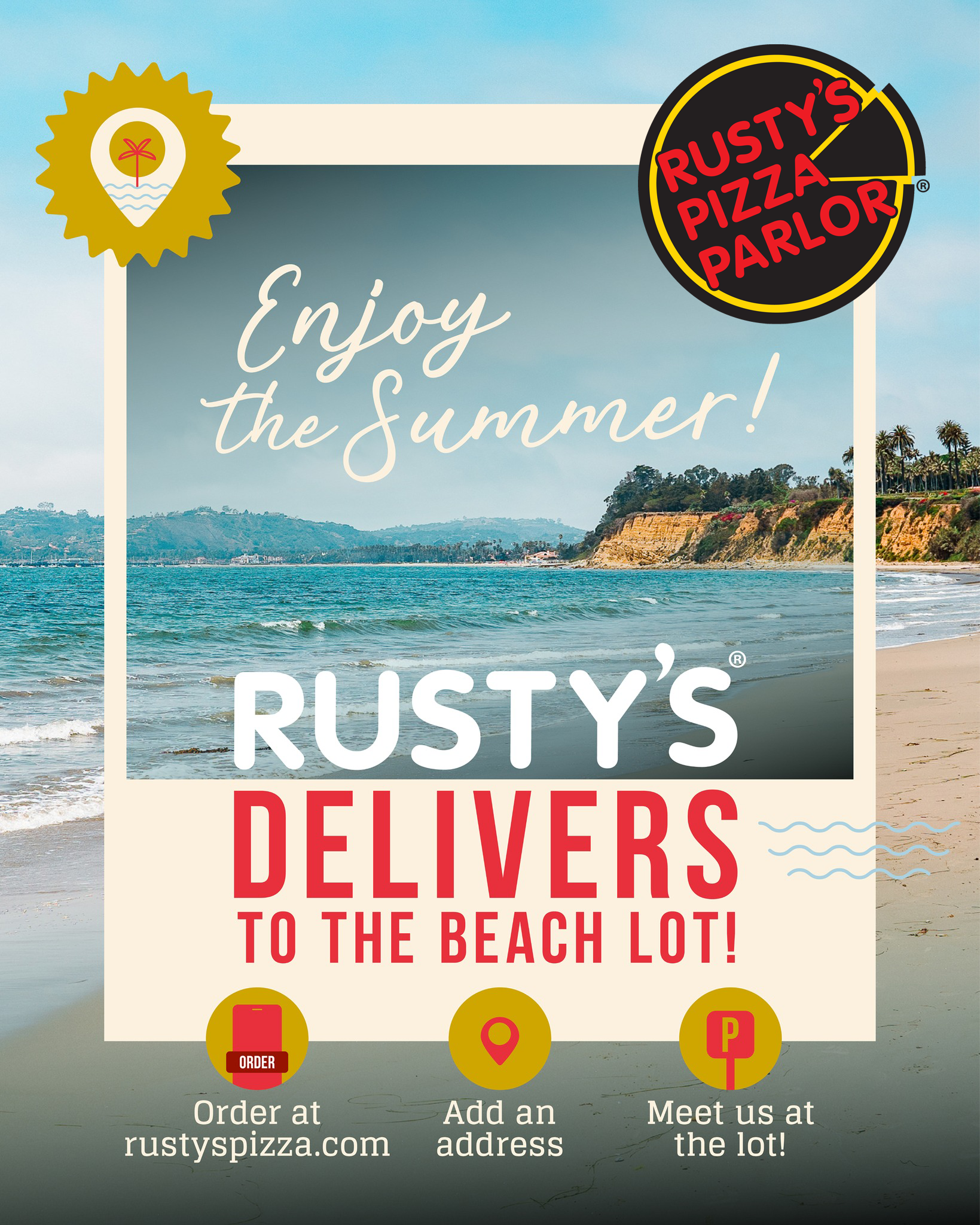 Rusty's Delivers to the Beach Ad
